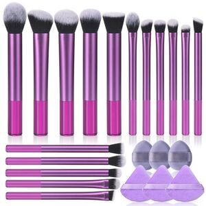 22 Pcs Purple Makeup Kit With Case Premium Brushes Set With Beauty Puff